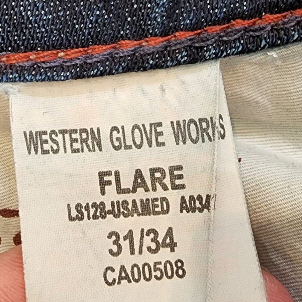1921 Flare Jeans Women 31/34 Japanese Denim Factory Distressed Patches Stitching - Picture 12 of 13